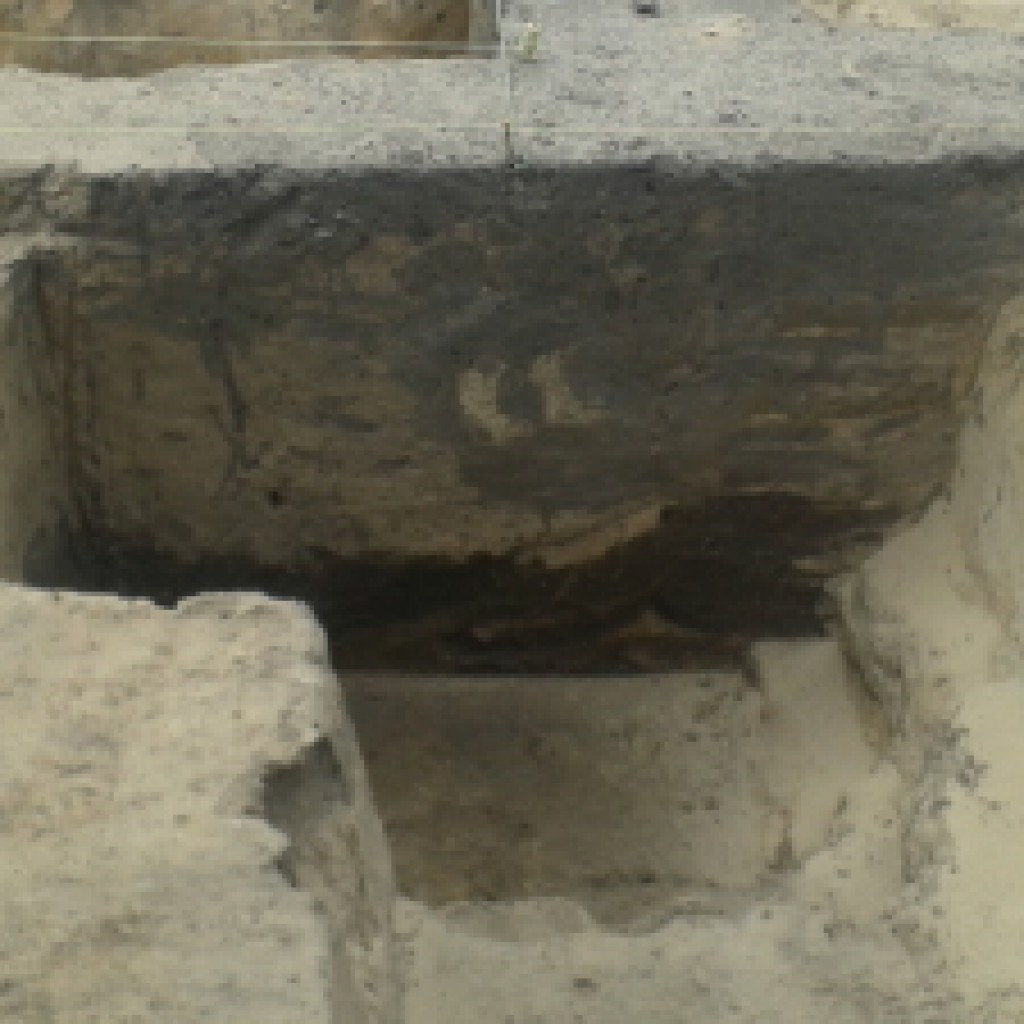 Cross-section of WW1 trench at Watson Park showing the turf riveting.