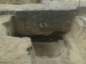 Cross-section of WW1 trench at Watson Park showing the turf riveting.